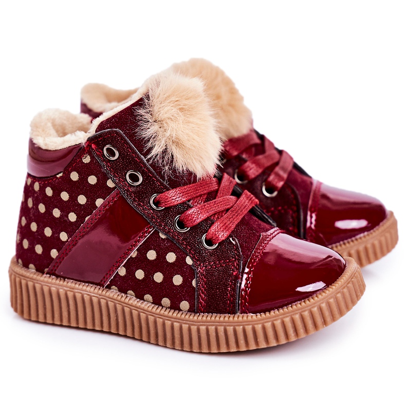 PL1 Baskets Bottines Chaudes Enfant à Pois Rouge Anastasia PL1 Baskets Bottines Chaudes Enfant à Pois Rouge Anastasia