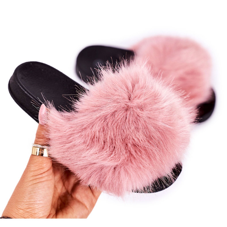 Pantoufles en fourrure rose Fashionista pour enfants