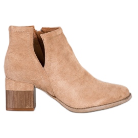 Bella Paris Bottines En Daim Avec Une Coupe beige