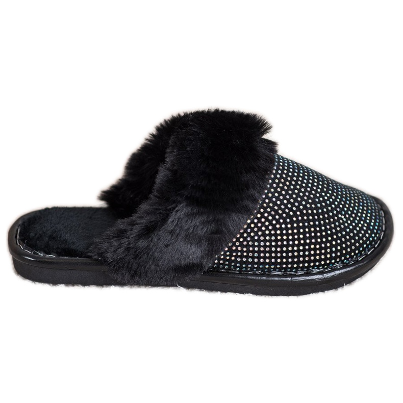 Bona Pantoufles Confortables Avec Fourrure le noir