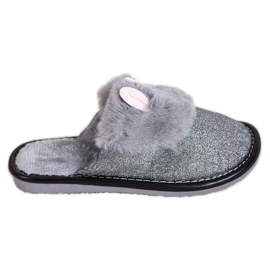 Bona Pantoufles À Paillettes Avec Dommages gris