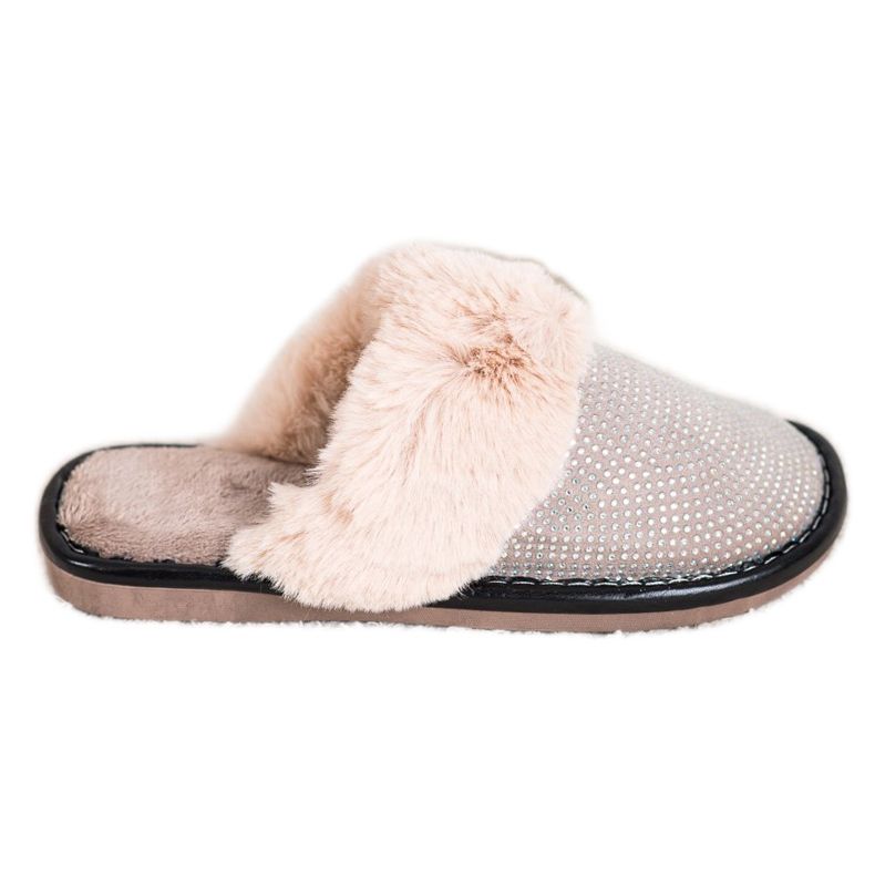 Bona Pantoufles Confortables Avec Fourrure beige