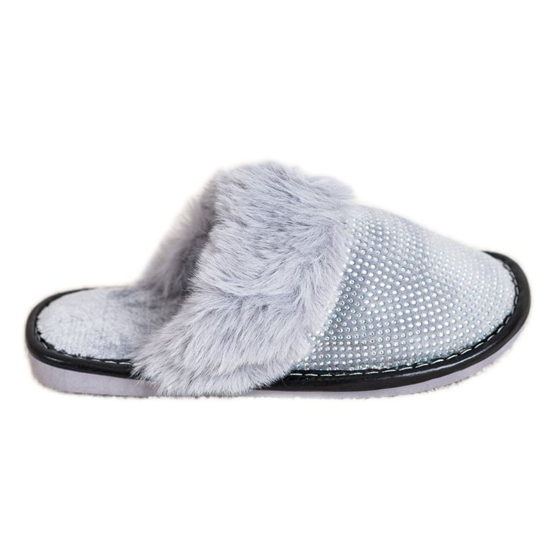 Bona Pantoufles Confortables Avec Fourrure gris