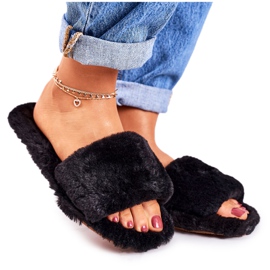 FJ1 Pantoufles En Fourrure Noires Pour Femmes Cold Days