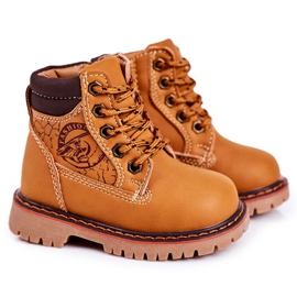 Linshi Bottes Chaudes Enfant Trappeurs Sur Semelle Caoutchouc Caramel Bobby brun jaune