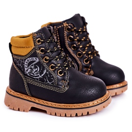 PL1 Bottes Chaudes Enfants Trappeurs Sur Semelle Bobby Caoutchouc Noir le noir orange