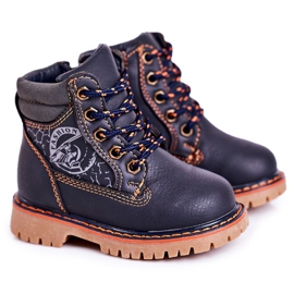Linshi Bottes Chaudes Enfants Trappeurs Sur Semelle Caoutchouc Bobby Bleu Marine orange
