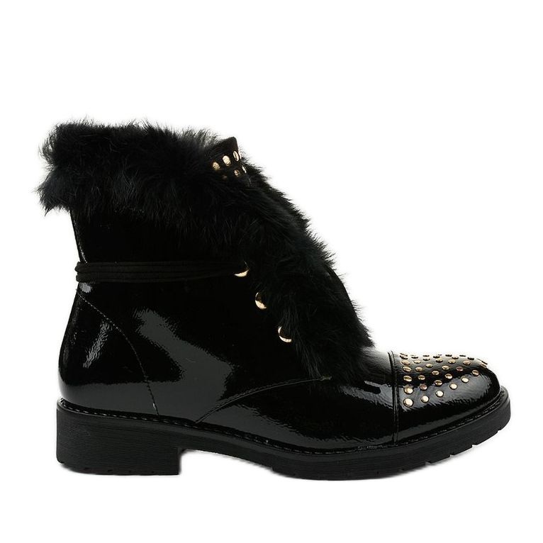 Bottines Féminines laquées isolées plates noires le noir