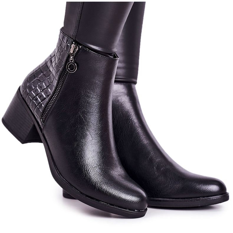 PJ1 Bottes Chaudes Femme À Talons Hauts Imprimé Animal Noir Confidence le noir
