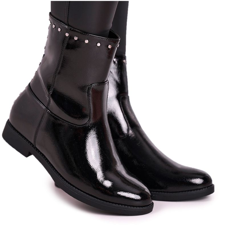 Bottines Chaudes Laquées Noires à Jets Femme, Performance le noir
