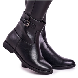 PJ1 Bottes mi-chaussures noires pour femmes avec boucle le noir PJ1 Bottes mi-chaussures noires pour femmes avec boucle le noir