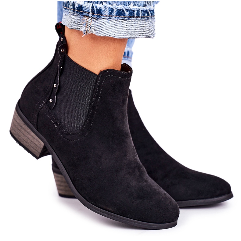 PJ1 Bottes Chelsea classiques pour femmes Bottes Walker noires en daim le noir