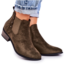 PJ1 Bottines Chelsea classiques pour femmes Bottes Walker en daim vert foncé kaki
