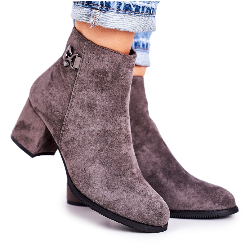 PJ1 Bottes chaudes classiques pour femmes sur un talon gris Success