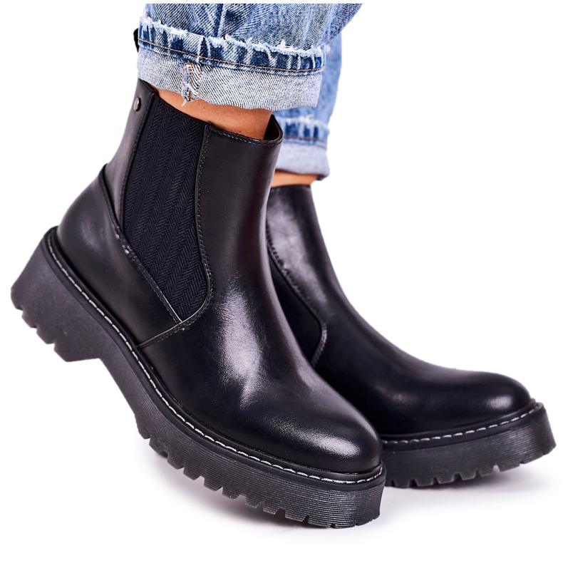 PJ1 Bottines Femme Jodhpur boots Sur Semelle Caoutchouc Voyager Noir le noir