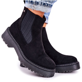 Bottines Femme Jodhpur boots Sur Semelle Caoutchouc Daim Noir Voyager le noir