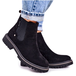 PJ1 Bottes Chelsea chaudes pour femmes Bottes de voyage en daim noir le noir