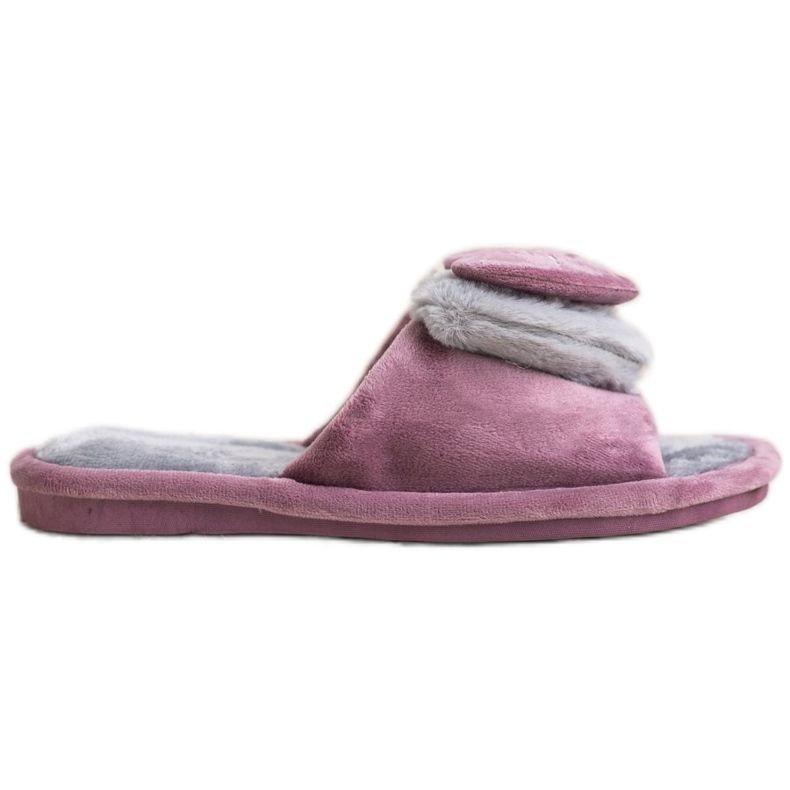 Bona Chaussons Chauds Avec Un Coeur violet gris