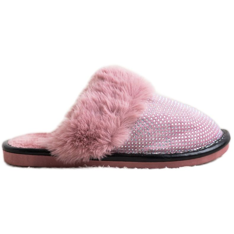 Bona Pantoufles Confortables Avec Fourrure rose