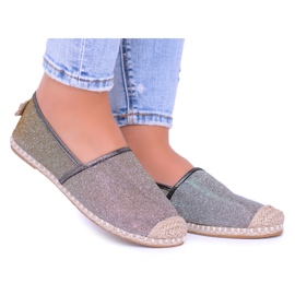 Espadrilles à enfiler Lu Boo Glitter pour femmes Miravet gris d'or