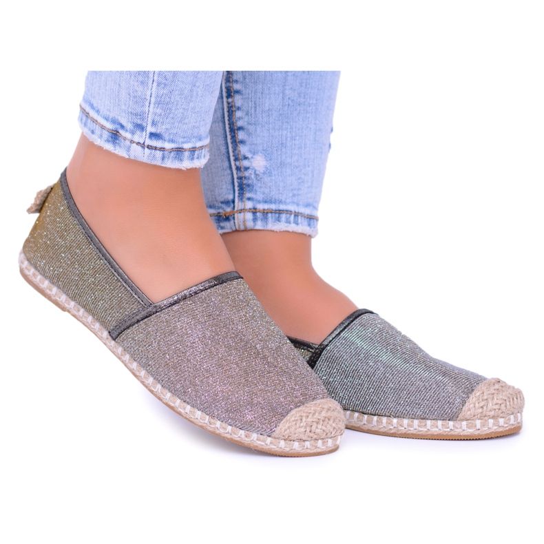 Espadrilles à enfiler Lu Boo Glitter pour femmes Miravet gris d'or Espadrilles à enfiler Lu Boo Glitter pour femmes Miravet gris d'or