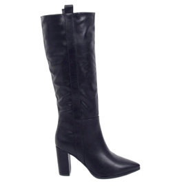 Bottes noires sur un talon stable RB49P Noir