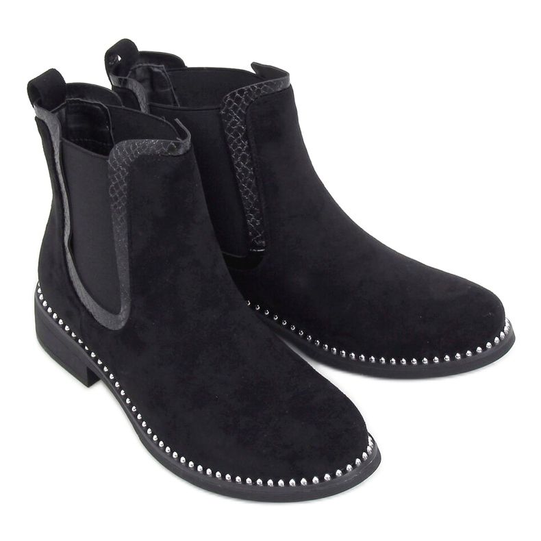 Bottines Jodhpur noires daim noir RQ313 Noir le noir
