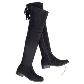 Noir LH53-1 Bottines noires à talons plats