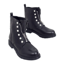 Bottes militaires noires avec perles 8296 Noir