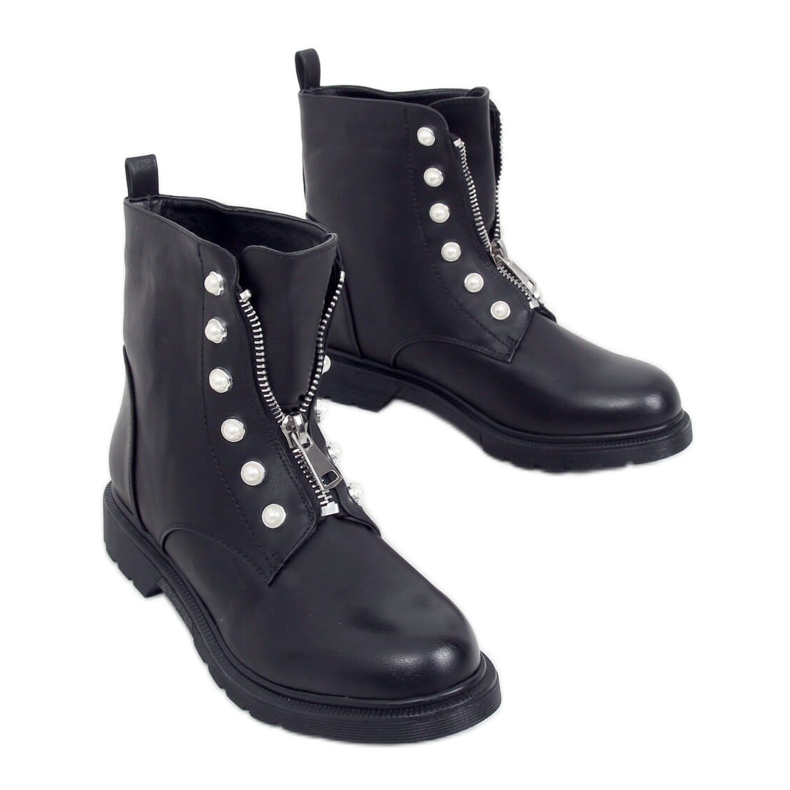 Bottes militaires noires avec perles 8296 Noir le noir Bottes militaires noires avec perles 8296 Noir le noir