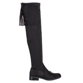 Forever Folie Cuissardes confortables à franges noir