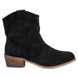 Queentina Bottes de cowboy confortables avec isolation le noir