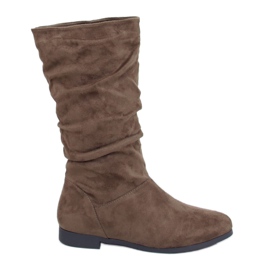 Boots femme talon plat J19-92 Kaki vert Boots femme talon plat J19-92 Kaki vert