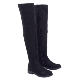 Cuissardes à talons plats noir K-99120-1 Tissu Noir le noir