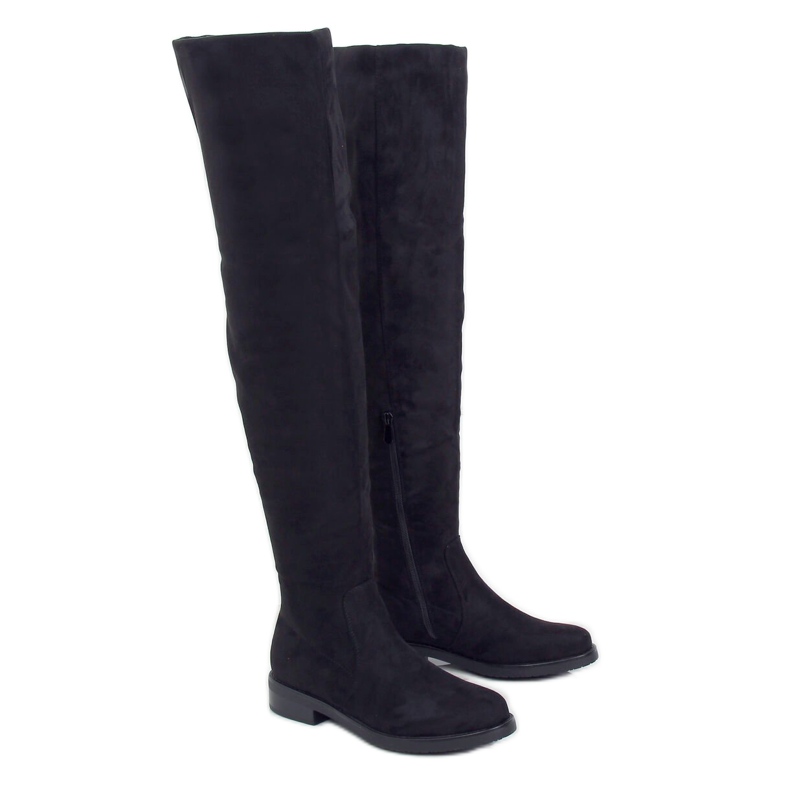 Cuissardes à talons plats noir K-99120-1 Tissu Noir le noir