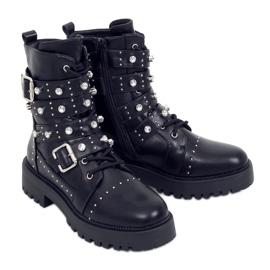 Bottes militaires à clous noirs NS176P Noir