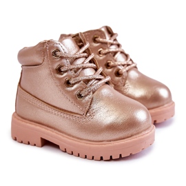 FRROCK Bottes de trappeurs pour enfants Dexter rose doré