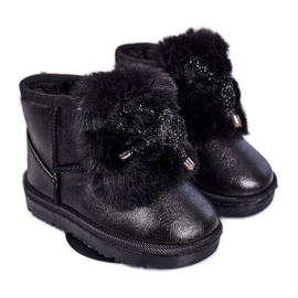 Bottes De Neige Enfant Avec Fourrure Noir Aurora