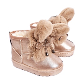Bottes de neige pour enfants avec fourrure avec oreilles lapin or rose