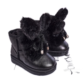 Bottes de neige pour enfants avec fourrure avec oreilles lapin noir le noir Bottes de neige pour enfants avec fourrure avec oreilles lapin noir le noir