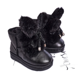 Bottes de neige pour enfants avec fourrure avec oreilles lapin noir le noir