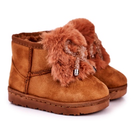 Bottes de neige chaudes pour enfants avec fourrure Suede Caramel Amelia brun