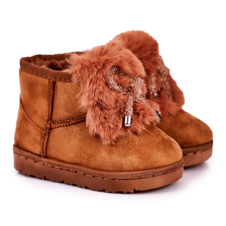 Bottes de Neige Chaudes Enfant Fourrure Daim Caramel Amelia brun