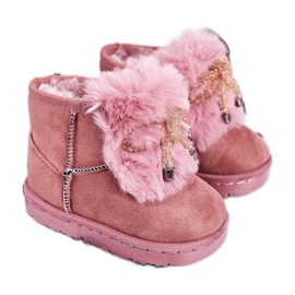 Bottes de Neige Enfant Fourrure Daim Rose Amelia
