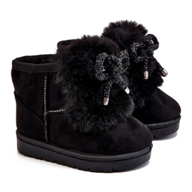 Bottes de neige noires pour enfants avec fourrure en daim Amelia