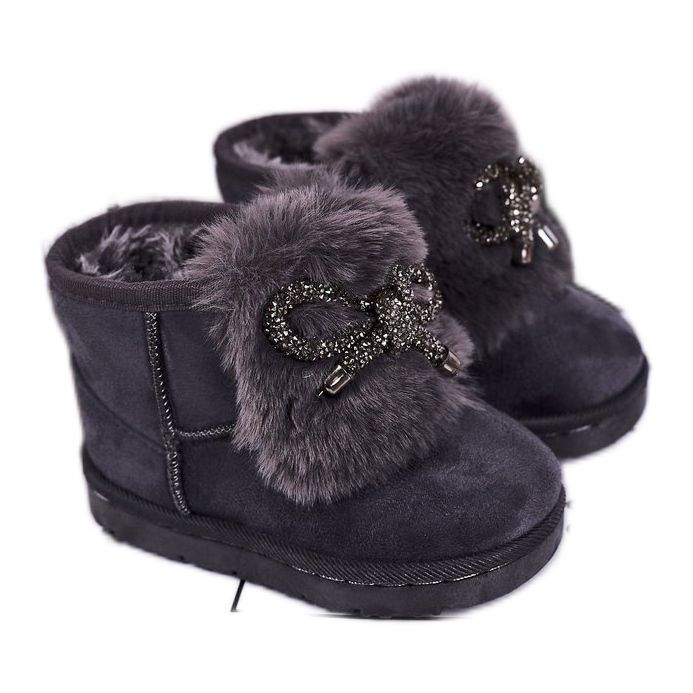 Bottes De Neige Enfant Fourrure Daim Gris Amelia