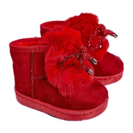 Bottes de neige pour enfants avec fourrure en daim rouge Amelia