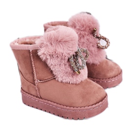Bottes de neige pour enfants avec fourrure en daim rose Amelia