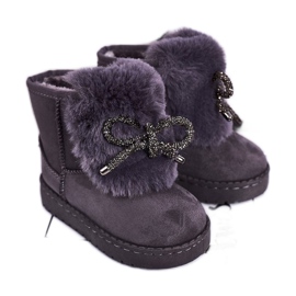 Bottes de neige pour enfants avec fourrure en daim gris Amelia