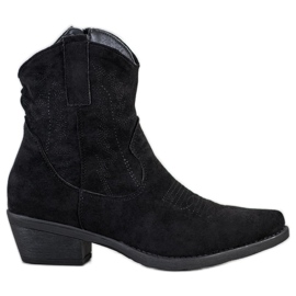 Ideal Shoes Bottes de cowboy avec suède noir